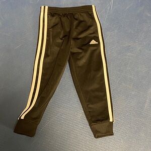 Adidas Kids Black Joggers with White Stripes